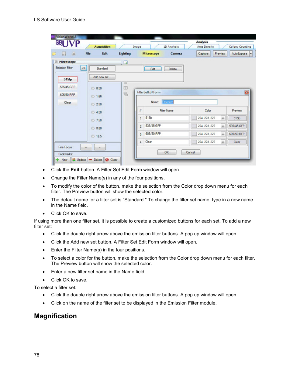 Magnification | UVP Life Science User Manual | Page 92 / 269