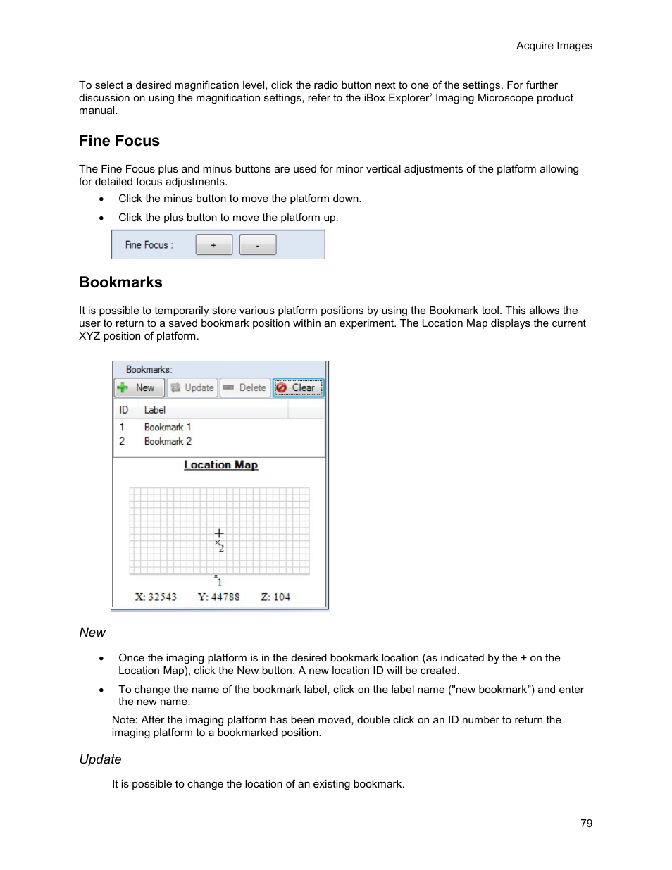 Fine focus, Bookmarks | UVP Life Science User Manual | Page 93 / 269