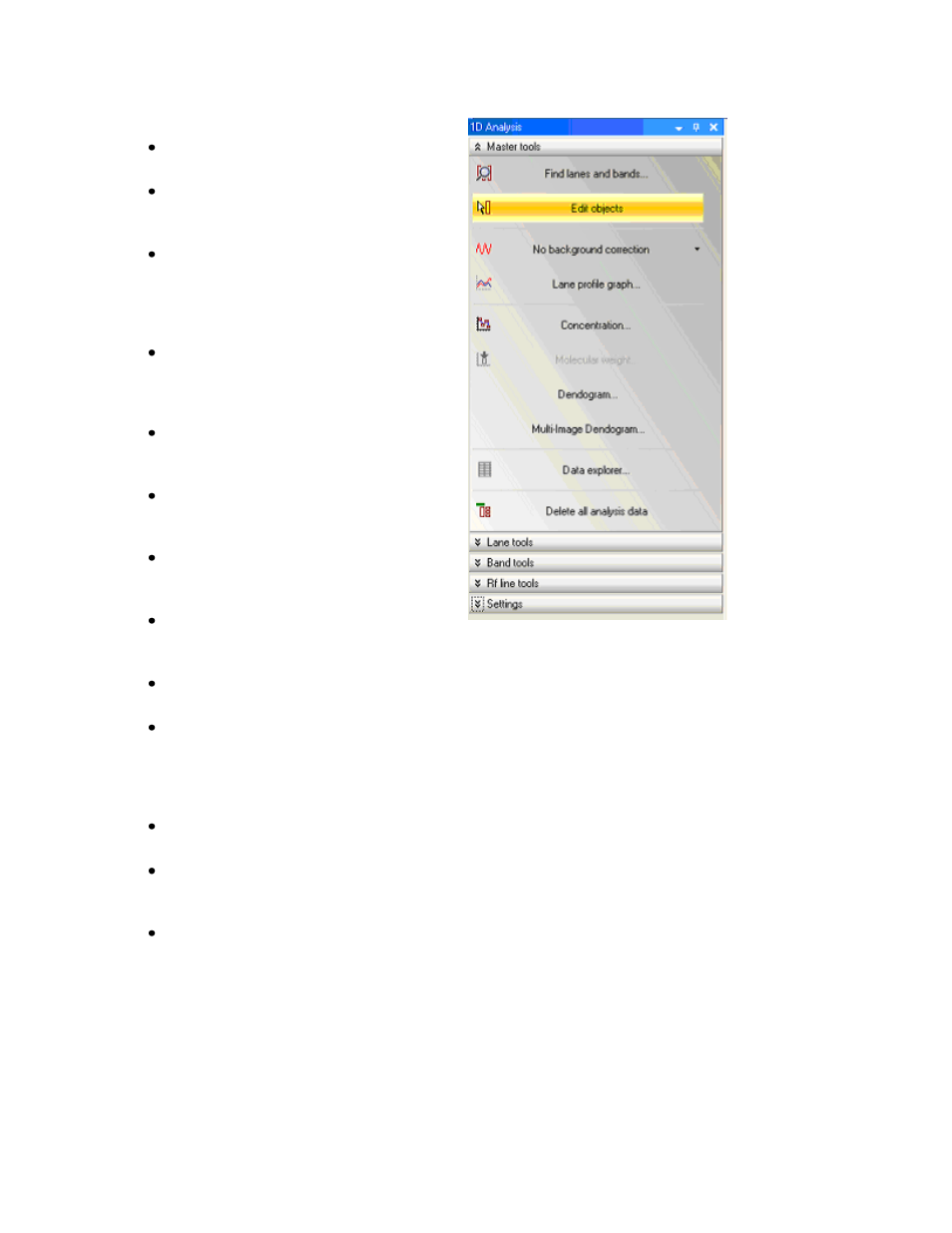 1d analysis context menu commands | UVP Doc-It Life Science User Manual | Page 66 / 111
