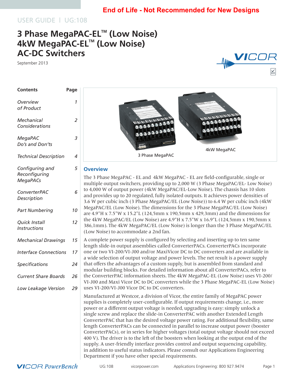 Vicor 4kW MegaPAC-EL AC-DC Switchers User Manual | 30 pages