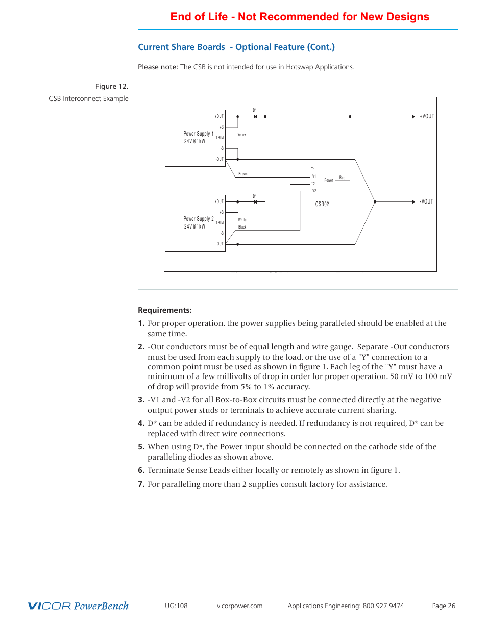 End of life - not recommended for new designs, Current share boards - optional feature (cont.) | Vicor 4kW MegaPAC-EL AC-DC Switchers User Manual | Page 26 / 30