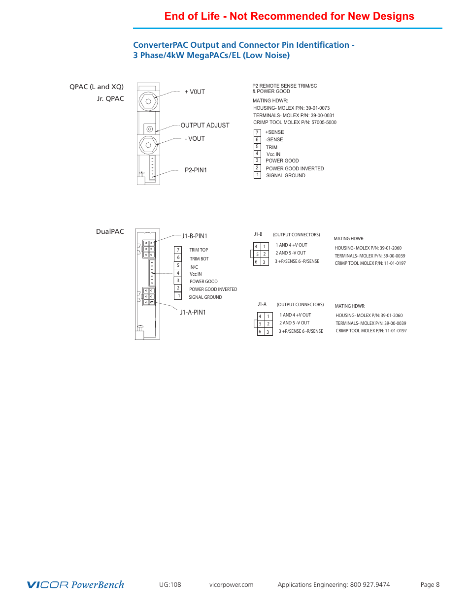 Dual qpac, End of life - not recommended for new designs, Qpac (l and xl) | Vicor 4kW MegaPAC-EL AC-DC Switchers User Manual | Page 8 / 30