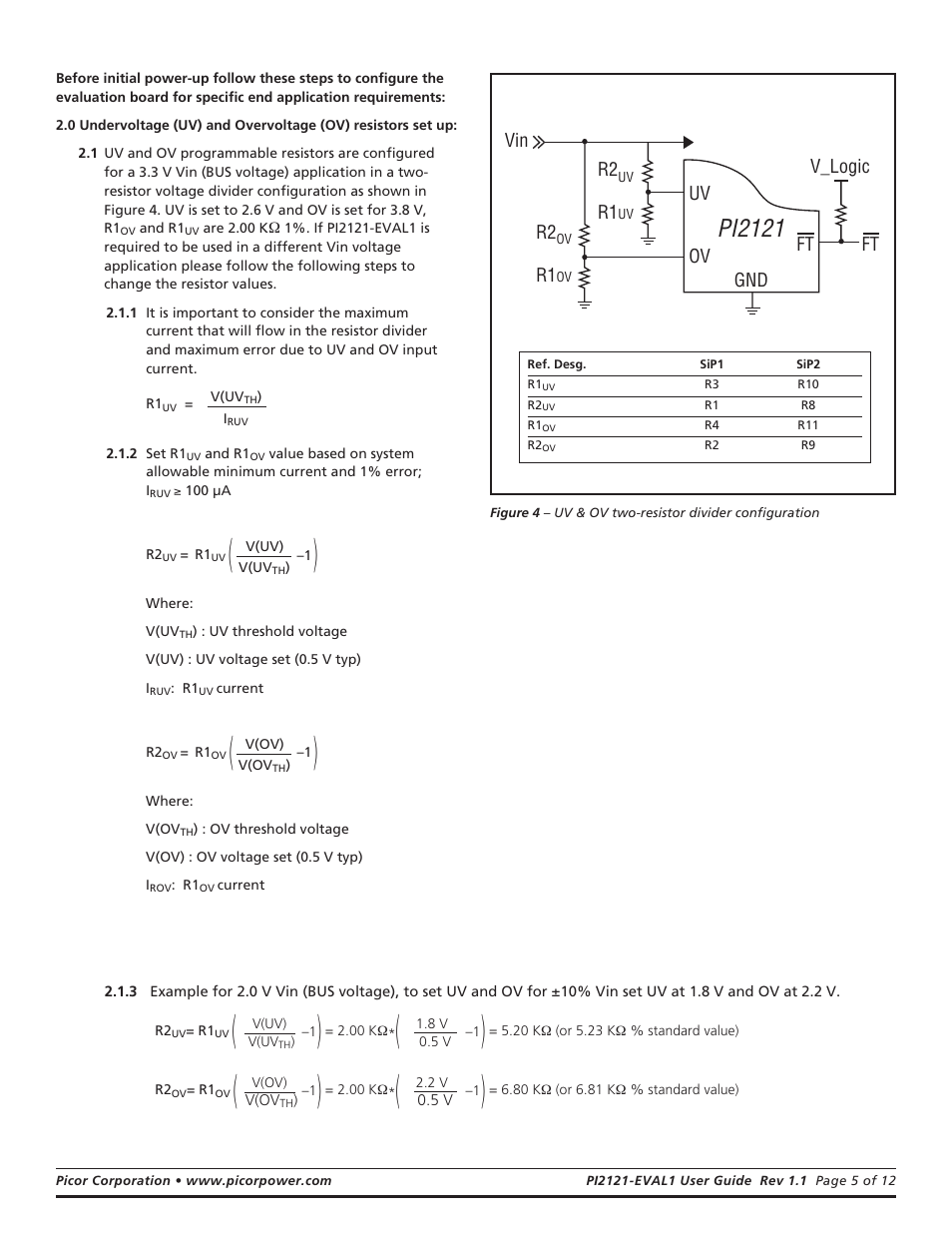 Pi2121 | Vicor PI2121-EVAL1 Full-Function Active ORing Evaluation Board User Manual | Page 5 / 12