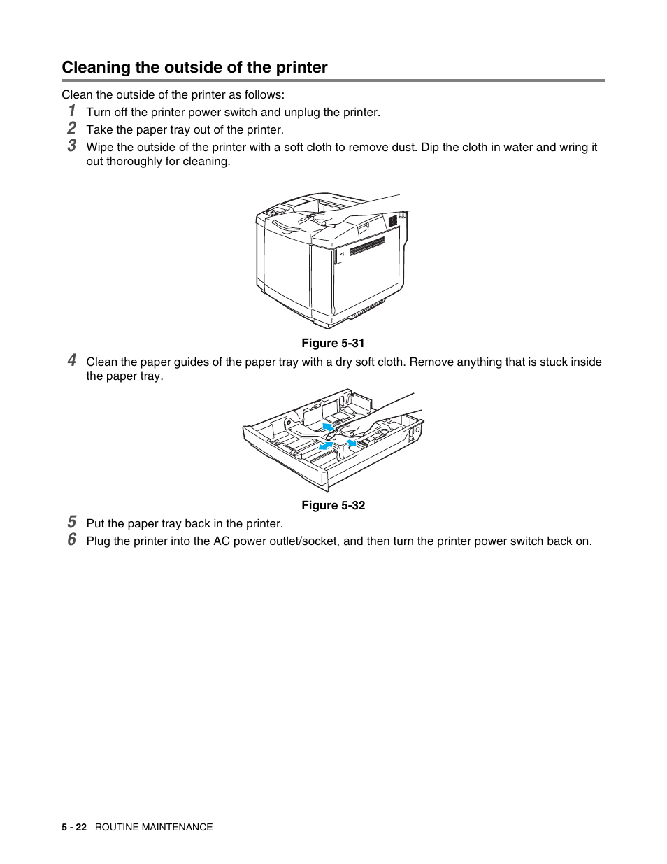 Cleaning the outside of the printer, Cleaning the outside of the printer -22 | Brother HL 2700CN User Manual | Page 127 / 162