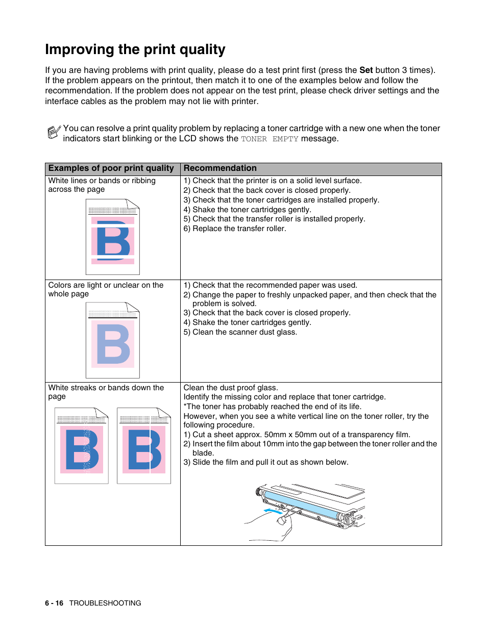 Improving the print quality, Improving the print quality -16 | Brother HL 2700CN User Manual | Page 149 / 162