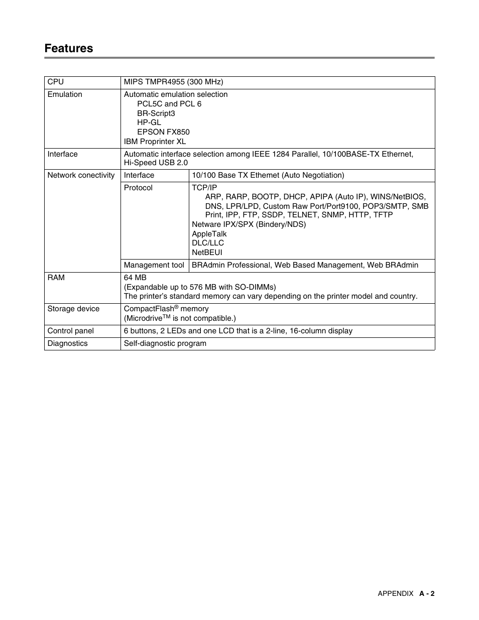 Features | Brother HL 2700CN User Manual | Page 158 / 162