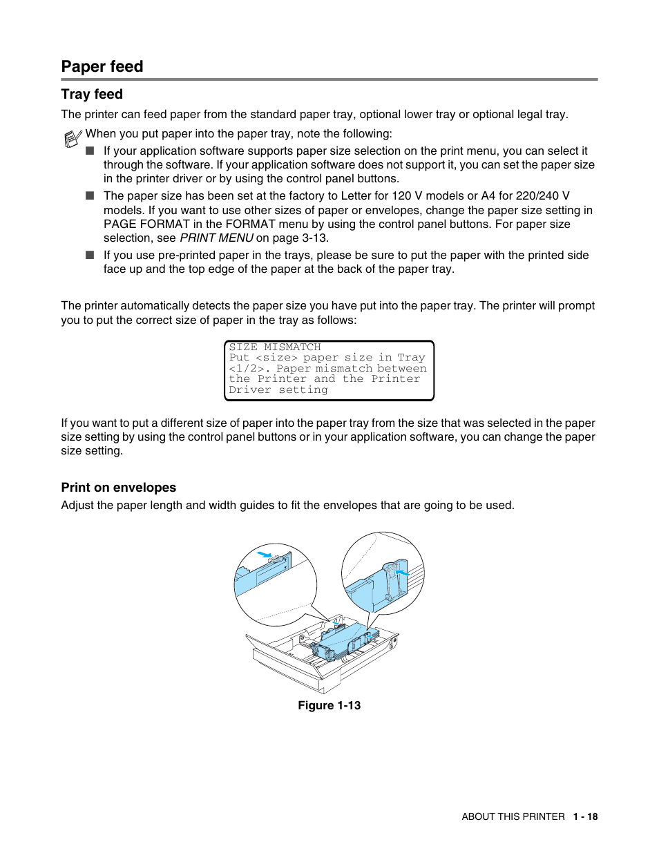 Paper feed, Tray feed, Paper feed -18 | Tray feed -18 | Brother HL 2700CN User Manual | Page 36 / 162
