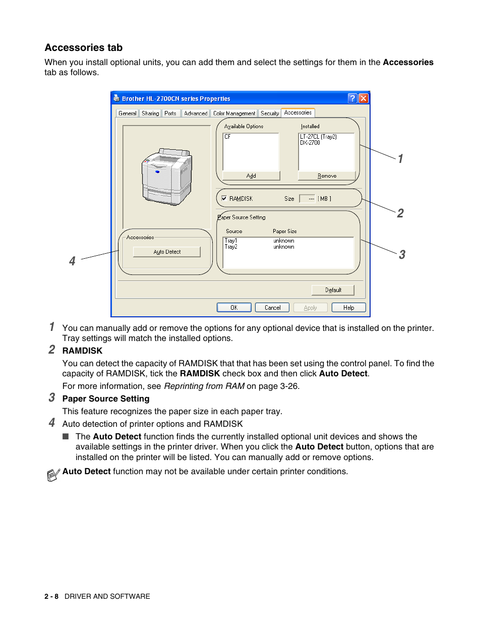 Accessories tab, Accessories tab -8 | Brother HL 2700CN User Manual | Page 45 / 162