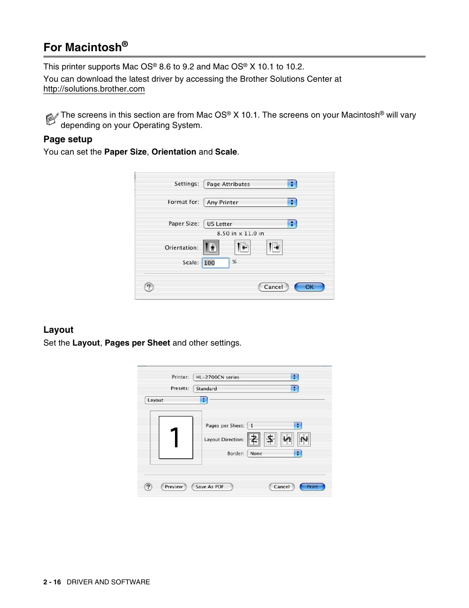 For macintosh | Brother HL 2700CN User Manual | Page 53 / 162