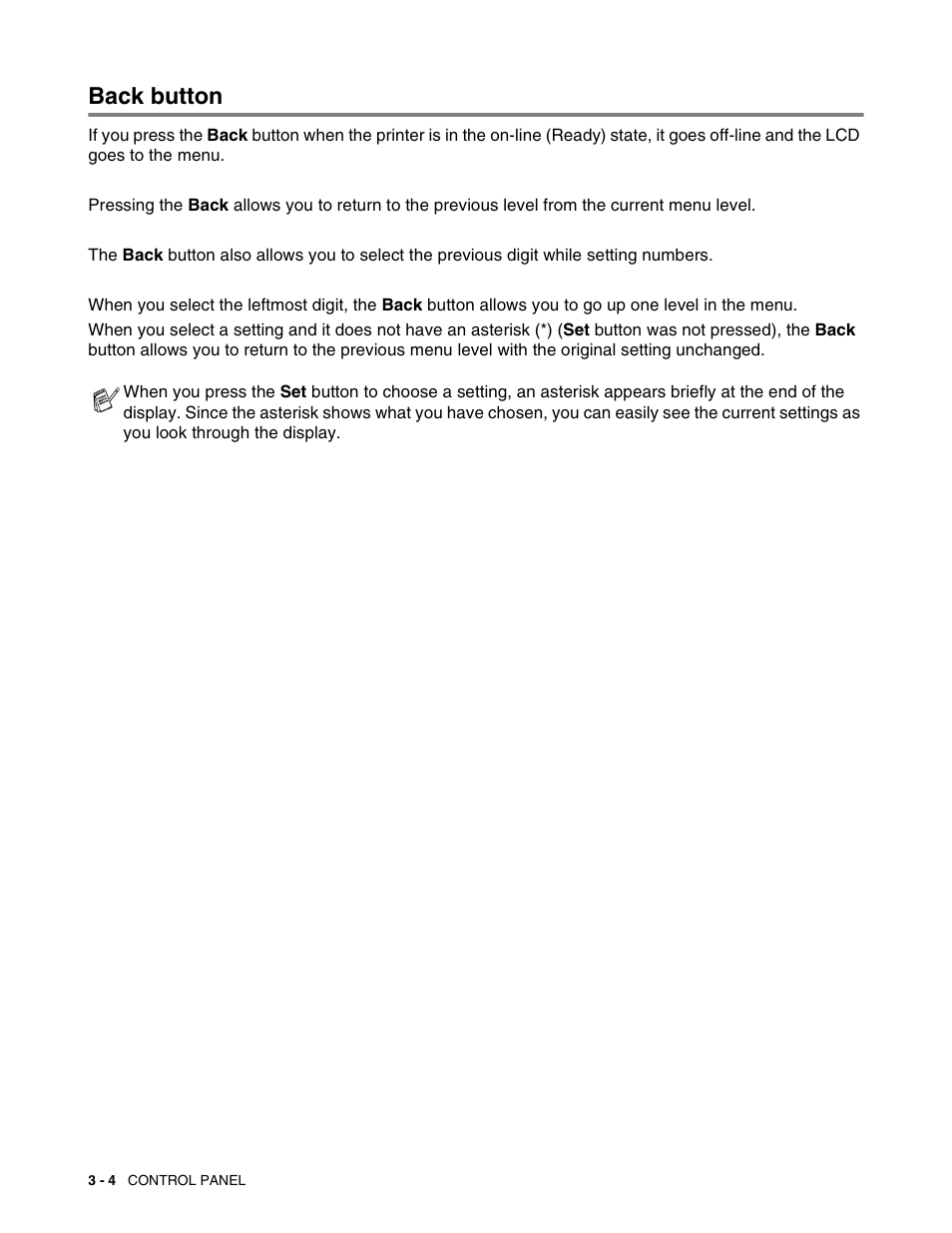 Back button, Back button -4 | Brother HL 2700CN User Manual | Page 61 / 162