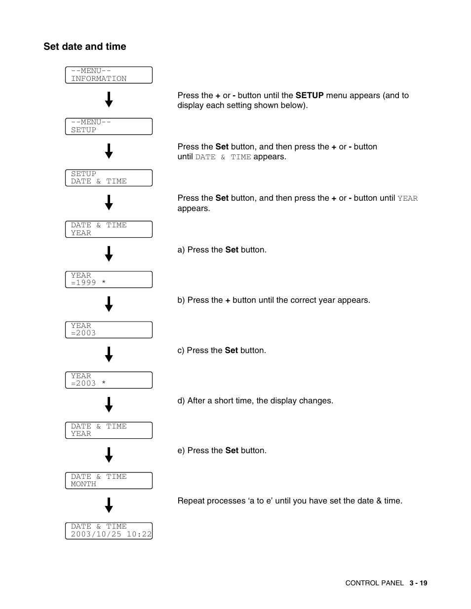 Set date and time, Set date and time -19 | Brother HL 2700CN User Manual | Page 76 / 162