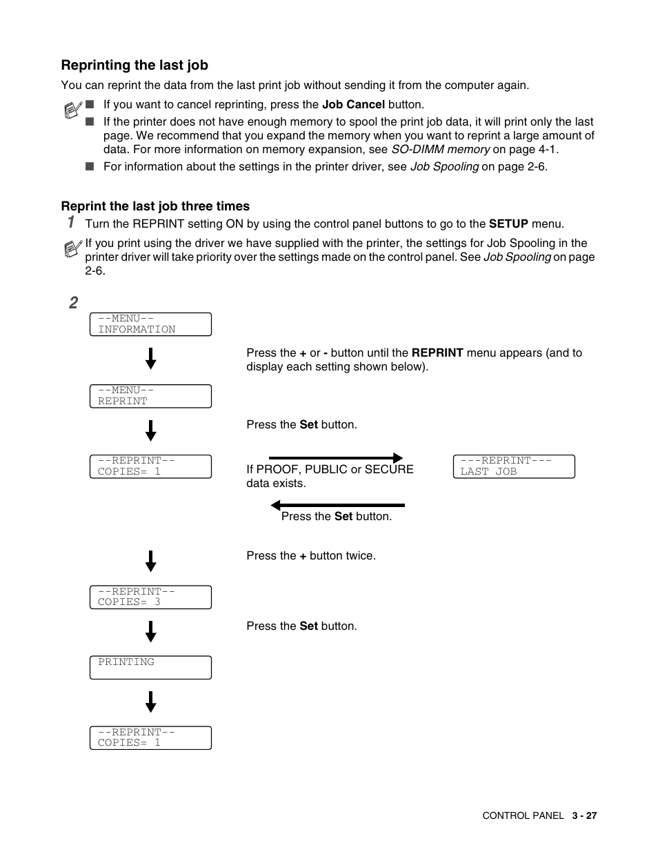 Reprinting the last job, Reprinting the last job -27 | Brother HL 2700CN User Manual | Page 84 / 162