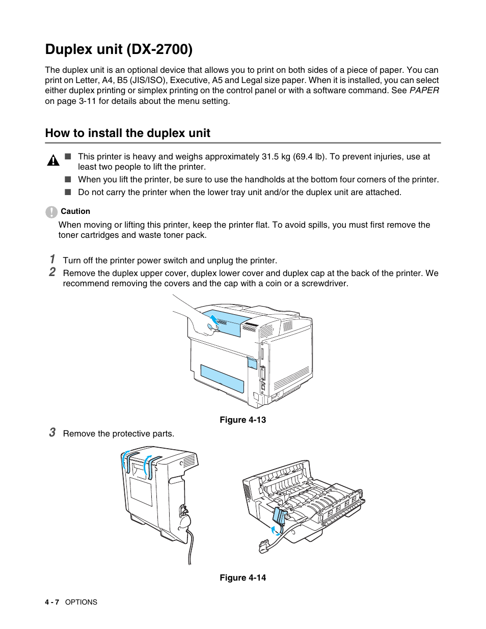 Duplex unit (dx-2700), How to install the duplex unit, Duplex unit (dx-2700) -7 | How to install the duplex unit -7 | Brother HL 2700CN User Manual | Page 95 / 162
