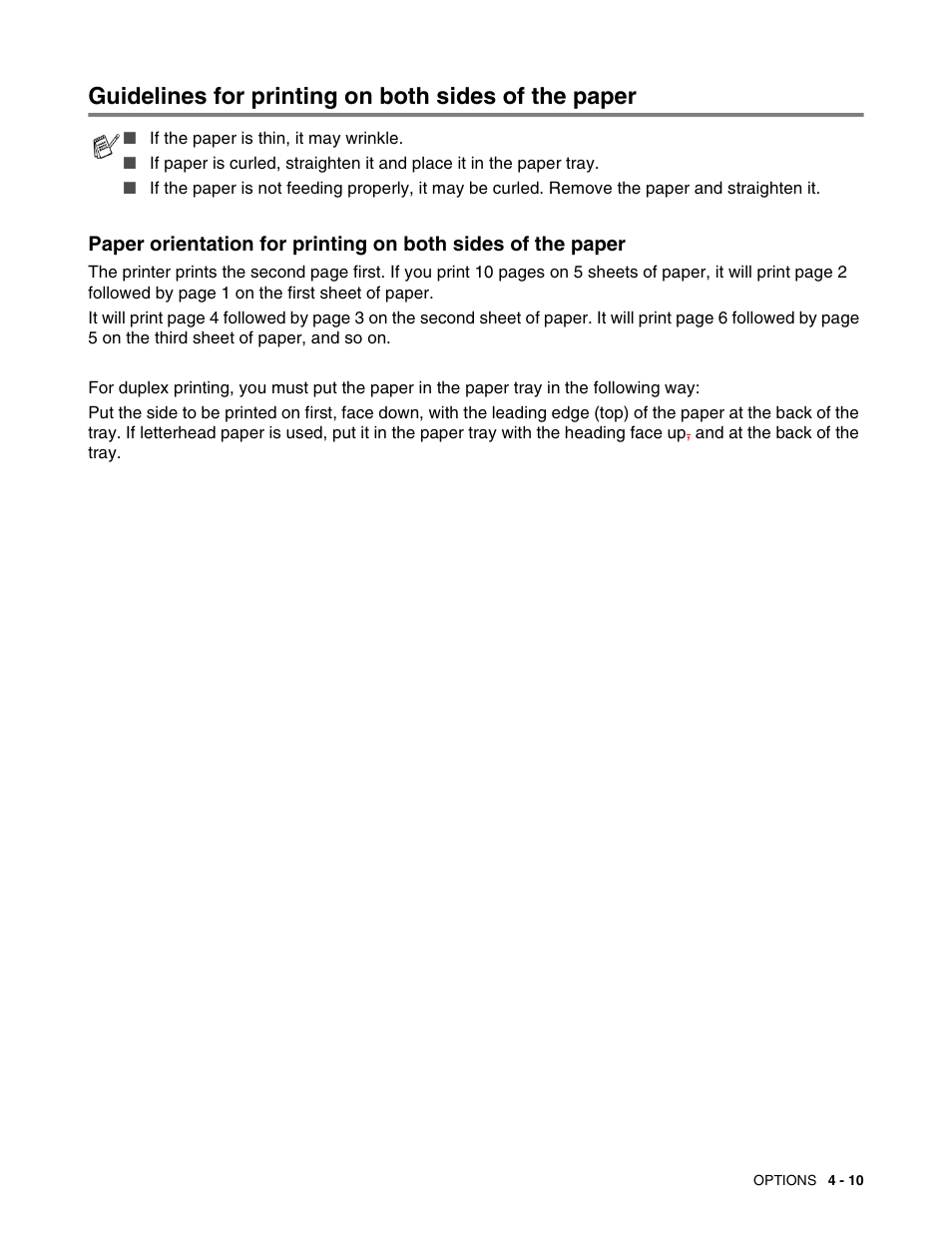 Guidelines for printing on both sides of the paper | Brother HL 2700CN User Manual | Page 98 / 162