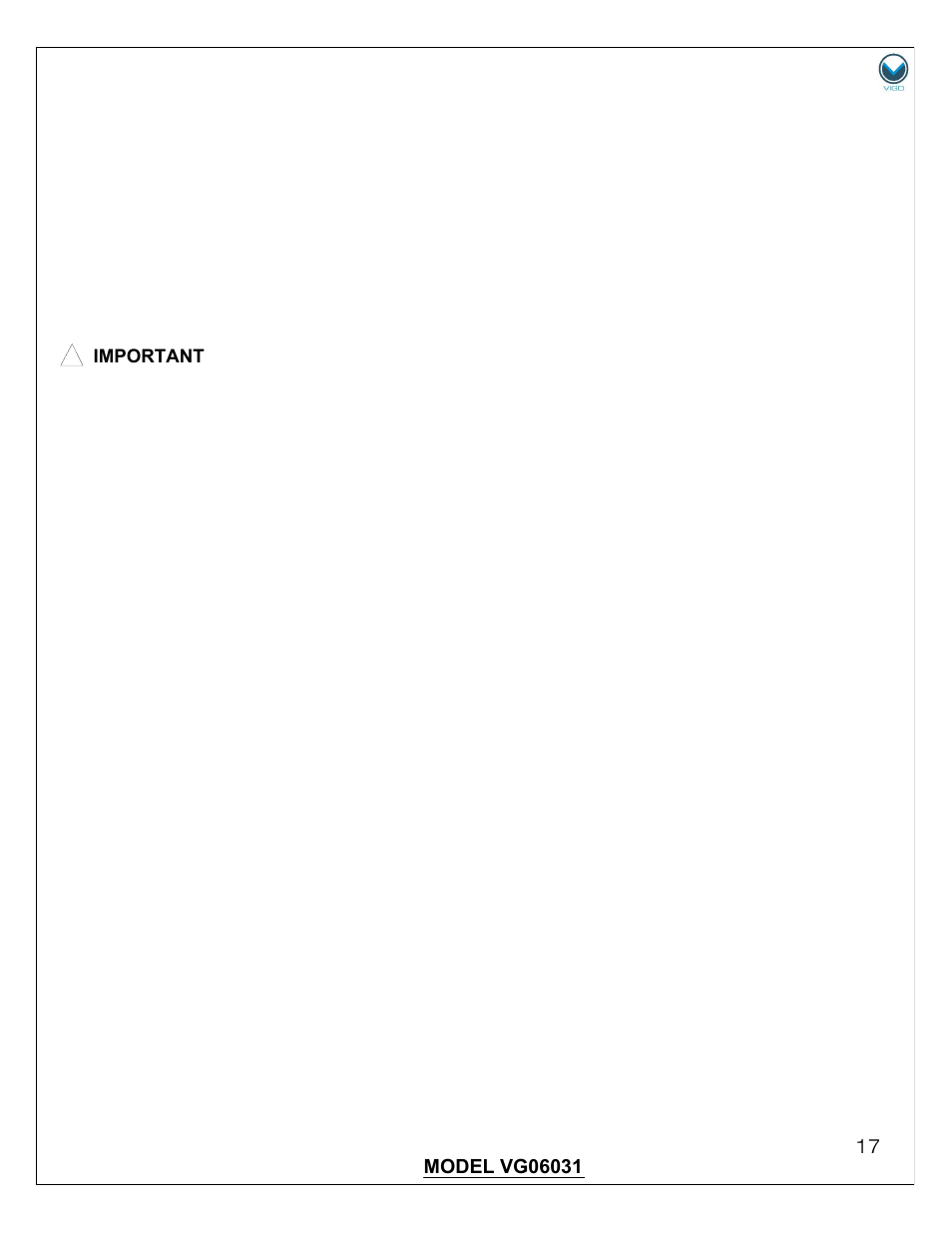 Vigo VG06031 User Manual | Page 17 / 18