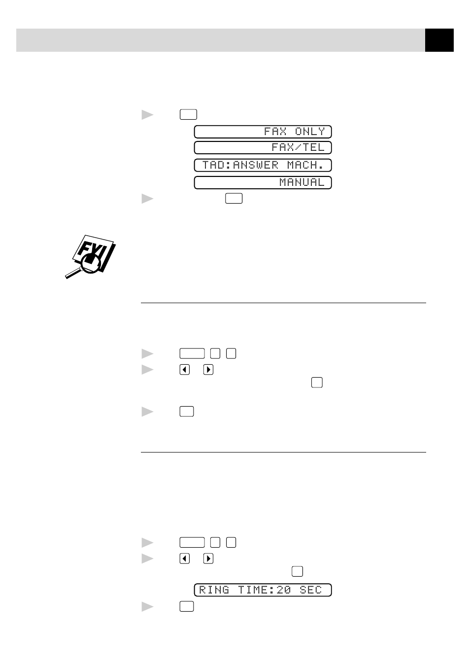 Setting ring delay, Setting f/t ring time | Brother 770 User Manual | Page 33 / 81