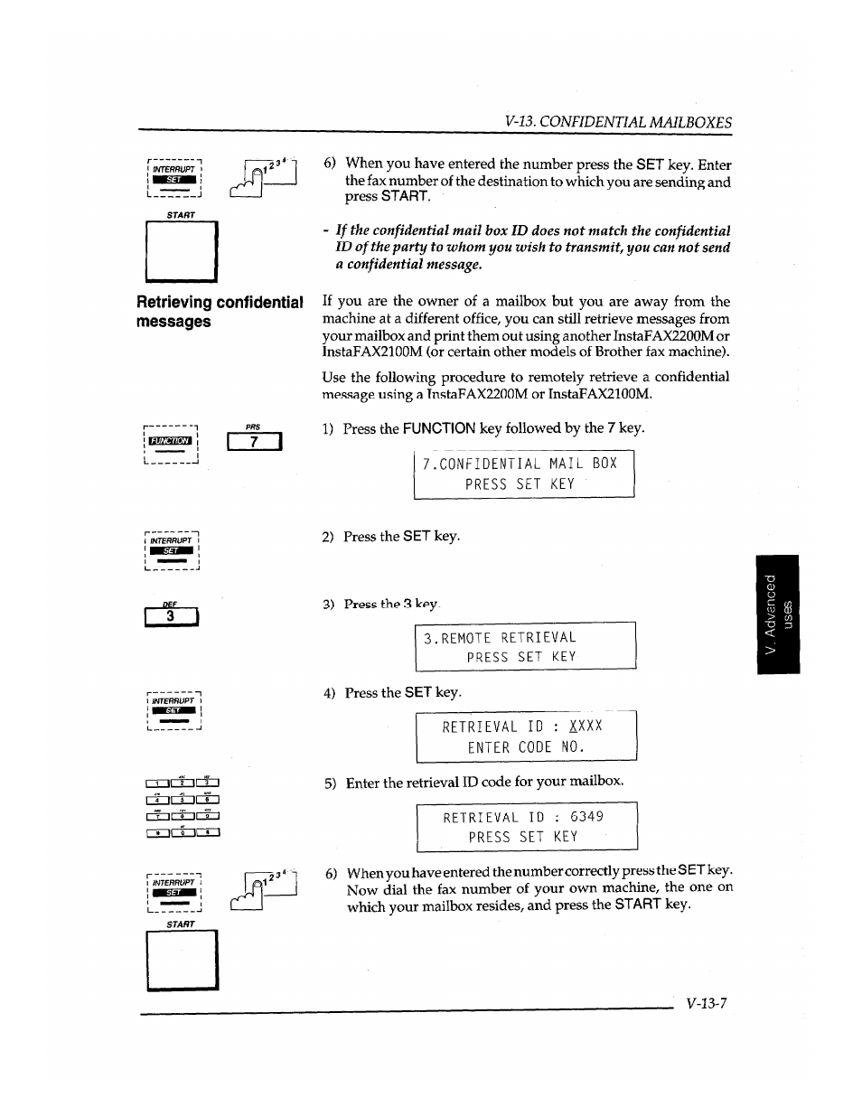 V-13-7 | Brother INSTAFAX FAX2100M User Manual | Page 135 / 172