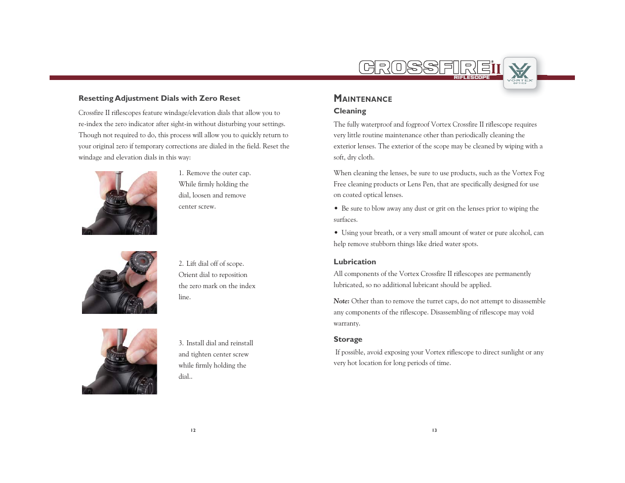 Crossfire ii crossfire | Vortex Optics CROSSFIRE II 2-7X32 RIFLESCOPE User Manual | Page 7 / 9