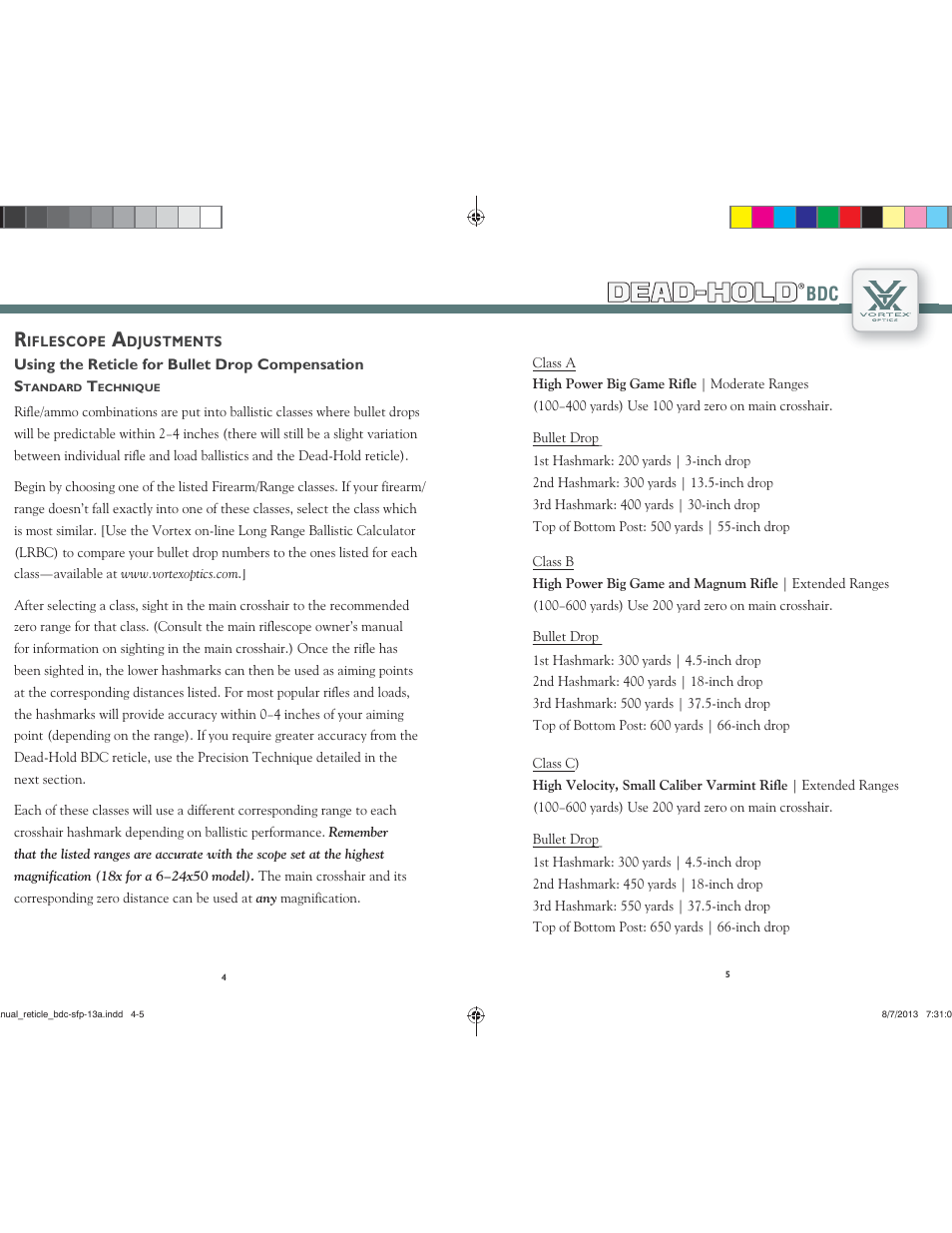 Dead-hold | Vortex Optics VIPER HS 4-16X44 LR RIFLESCOPE User Manual | Page 3 / 7
