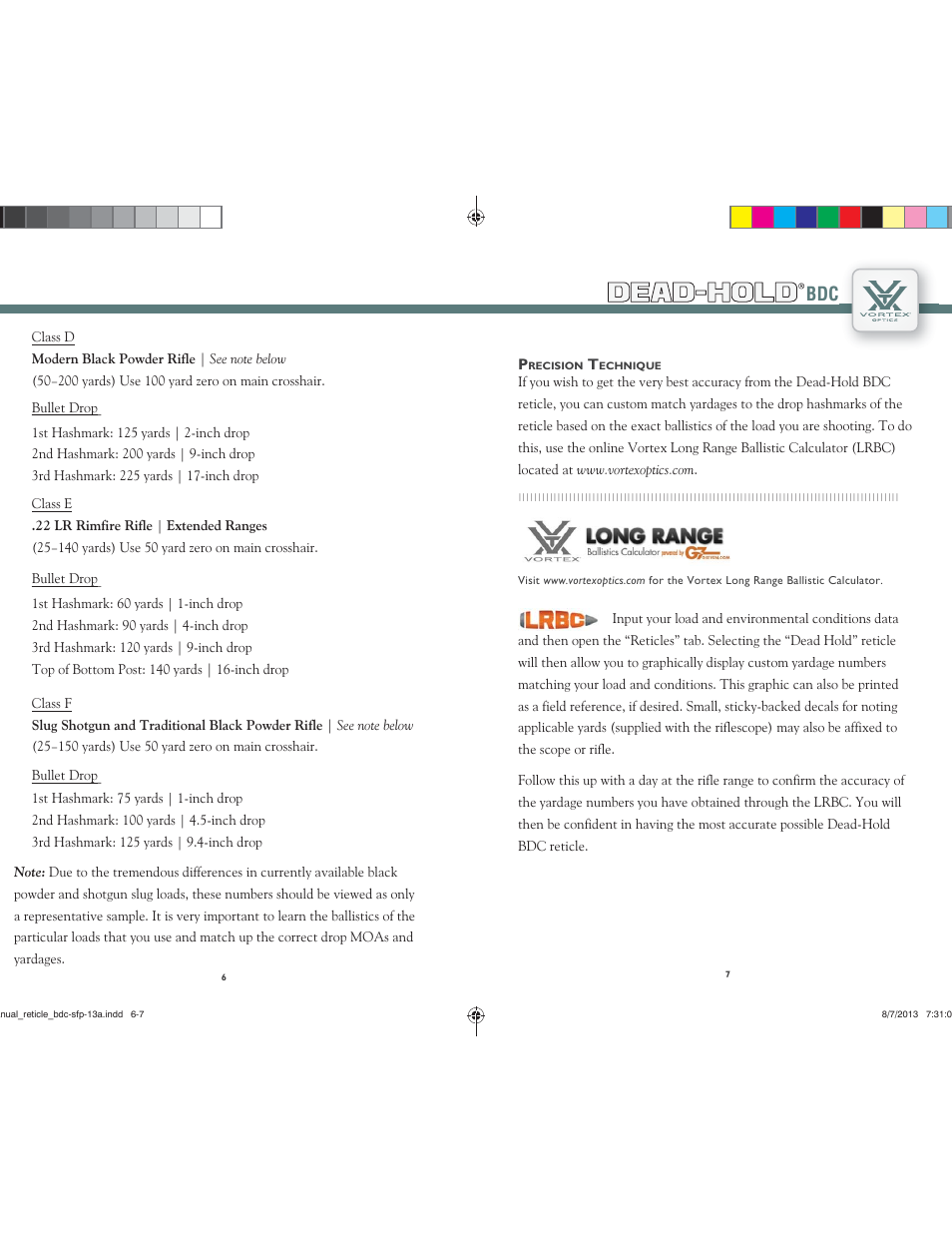 Dead-hold | Vortex Optics VIPER HS 4-16X44 LR RIFLESCOPE User Manual | Page 4 / 7