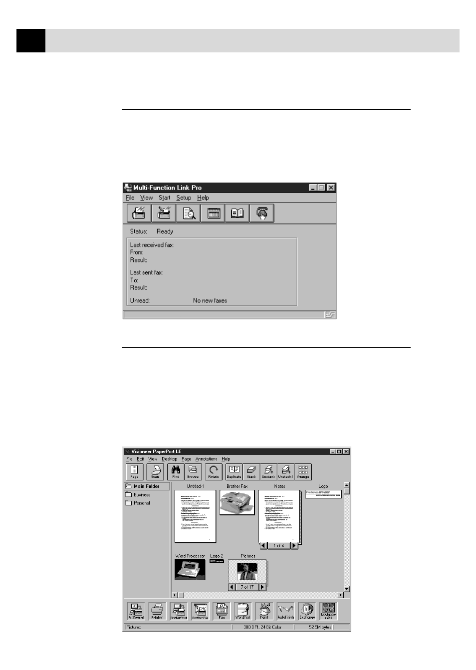 Multi-function link pro, Visioneer paperport™ le, Multi-function link pro visioneer paperport™ le | Brother FAX 3750 User Manual | Page 156 / 207