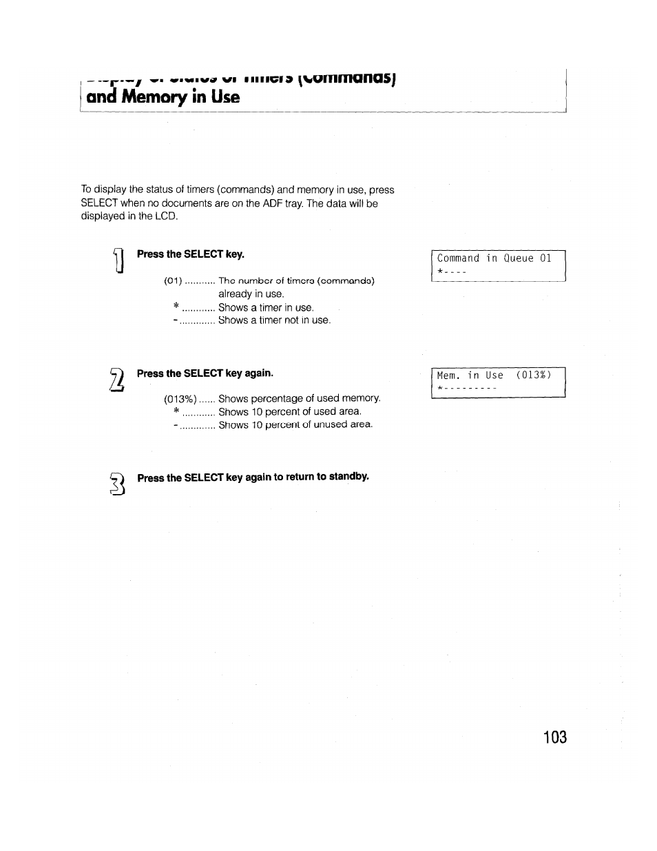 2 press the select key again, Press the select key again to return to standby | Brother FAX-2000P User Manual | Page 115 / 162