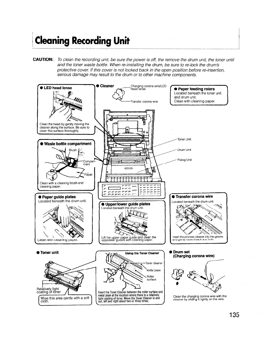Cleaning recording unit | Brother FAX-2000P User Manual | Page 147 / 162