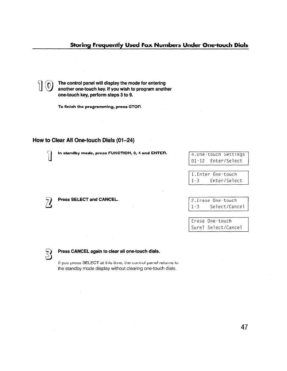 How to clear all one-touch dials (01-24), How to clear ail one-touch dials (01-24), Li vjy | Brother FAX-2000P User Manual | Page 59 / 162