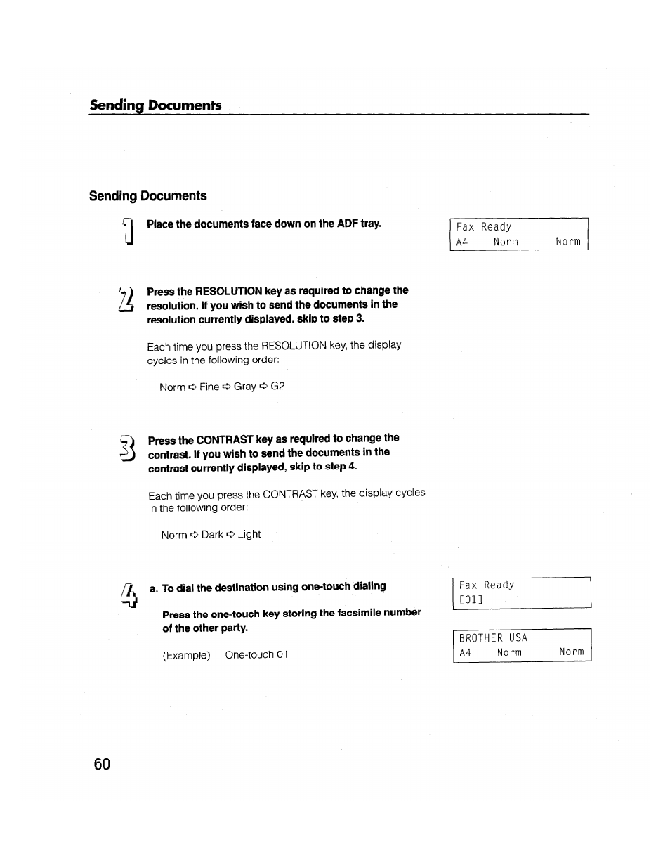 Sending documents | Brother FAX-2000P User Manual | Page 72 / 162