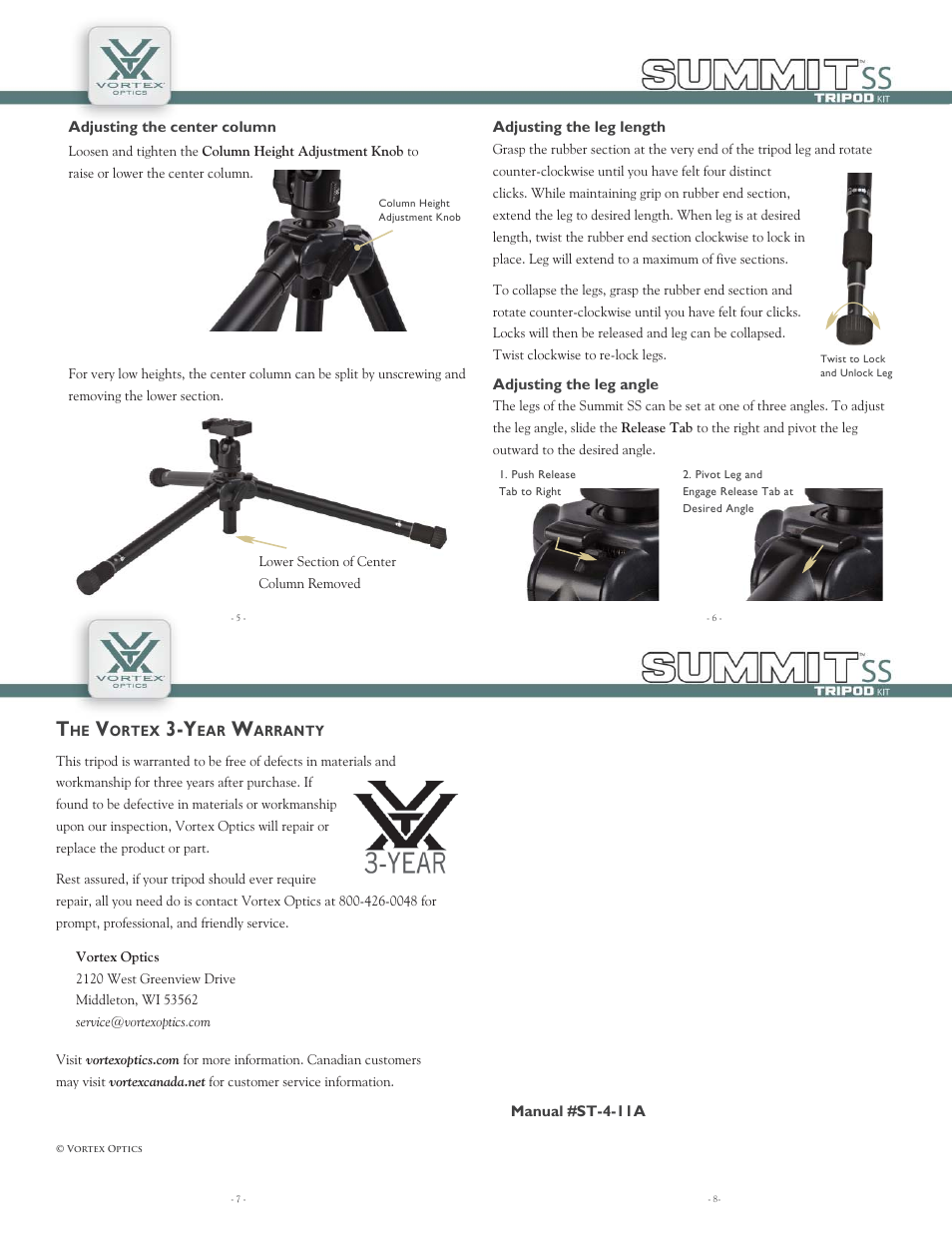 Vortex Optics SUMMIT SS TRIPOD User Manual | Page 2 / 2