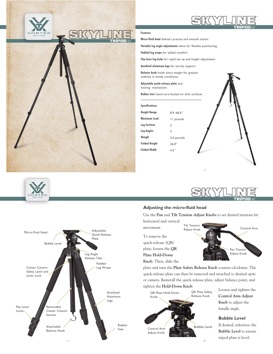 Vortex Optics SKYLINE TRIPOD User Manual | 2 pages