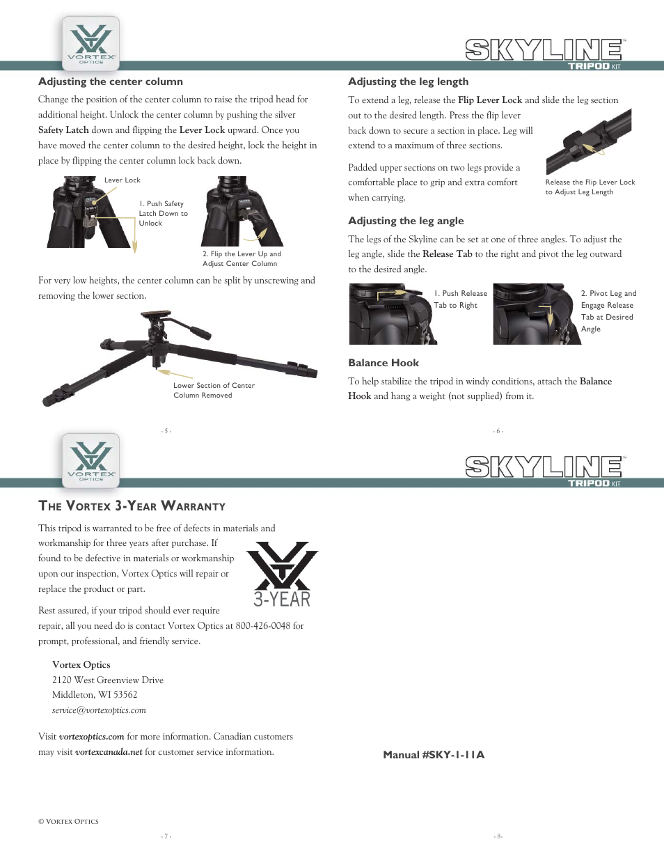 Vortex Optics SKYLINE TRIPOD User Manual | Page 2 / 2