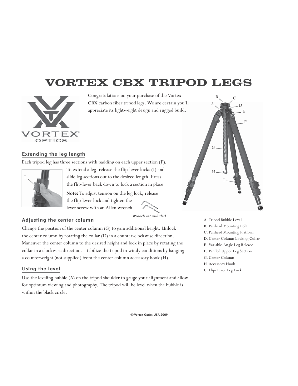 Vortex Optics CBX TACTICAL TRIPOD KIT User Manual | 2 pages