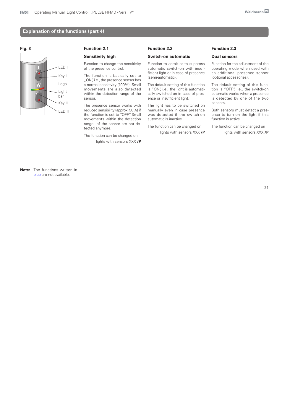 Explanation of the functions (part 4) | Waldmann PULSE HFMD version VFC IV - with MFT, Typ I User Manual | Page 21 / 24