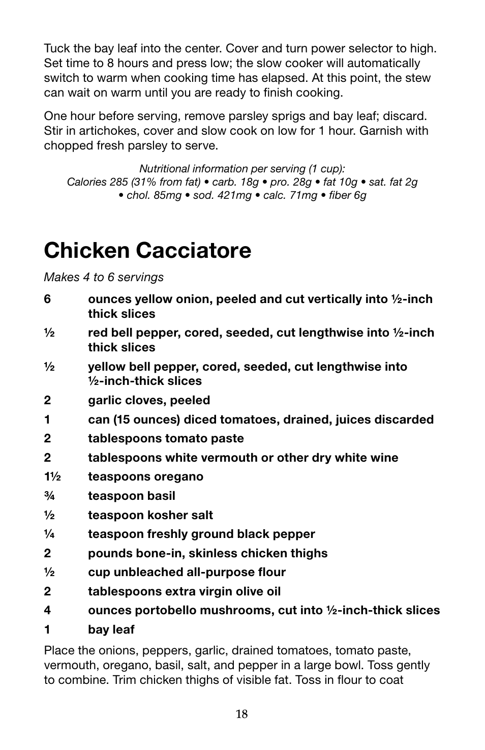 Chicken cacciatore | Waring Pro WSC650 User Manual | Page 18 / 32