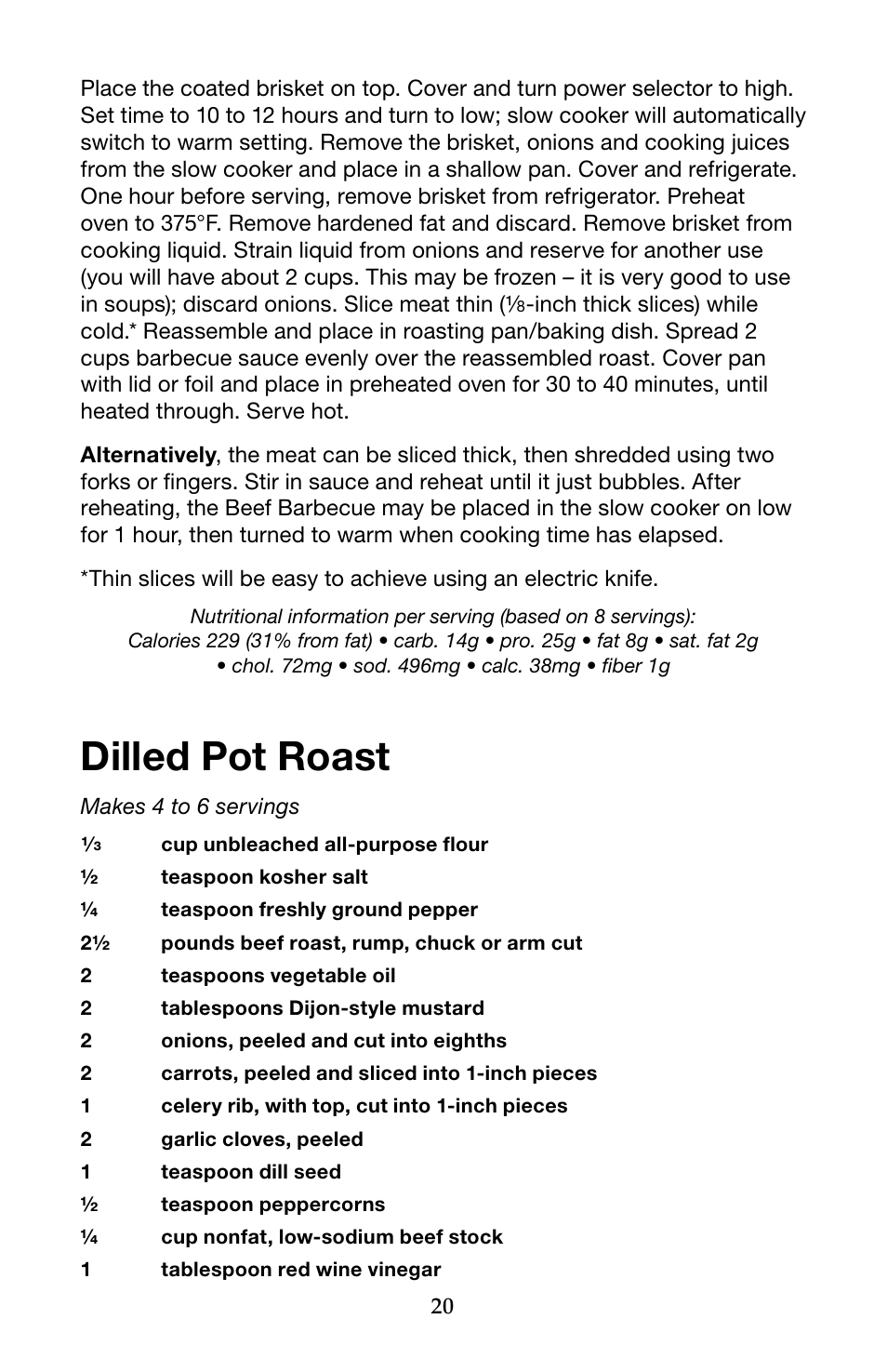 Dilled pot roast | Waring Pro WSC650 User Manual | Page 20 / 32