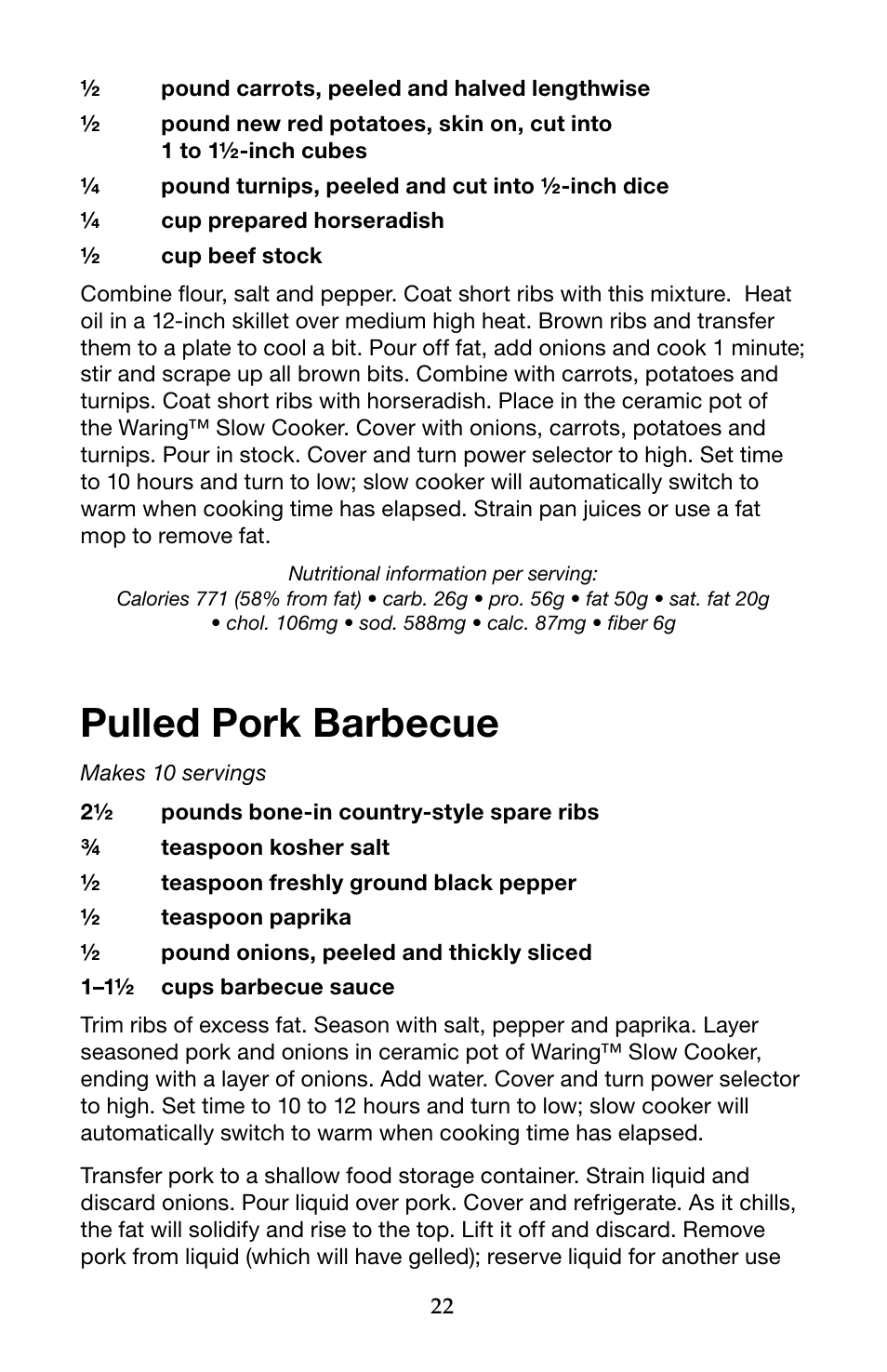 Pulled pork barbecue | Waring Pro WSC650 User Manual | Page 22 / 32