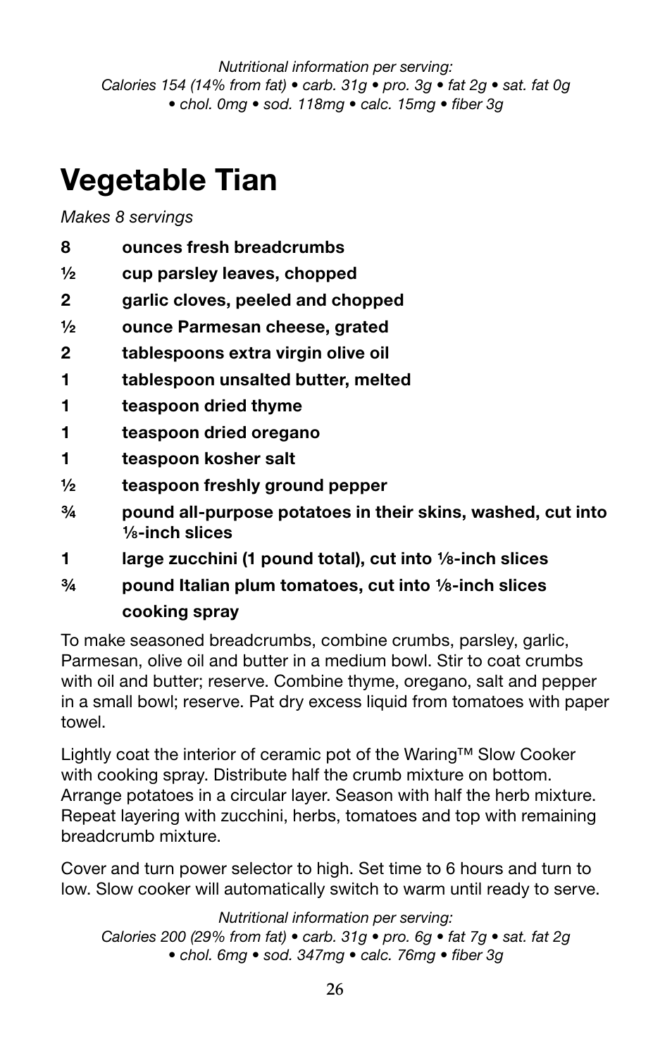 Vegetable tian | Waring Pro WSC650 User Manual | Page 26 / 32