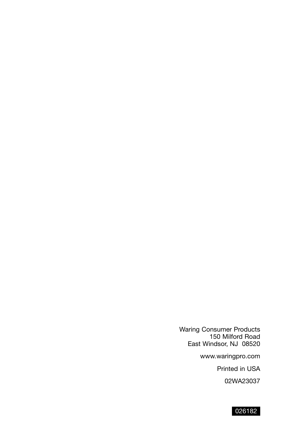 Waring Pro PDM121 User Manual | Page 13 / 13