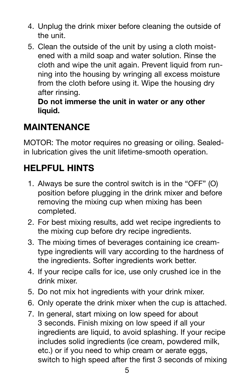 Maintenance, Helpful hints | Waring Pro PDM121 User Manual | Page 6 / 13