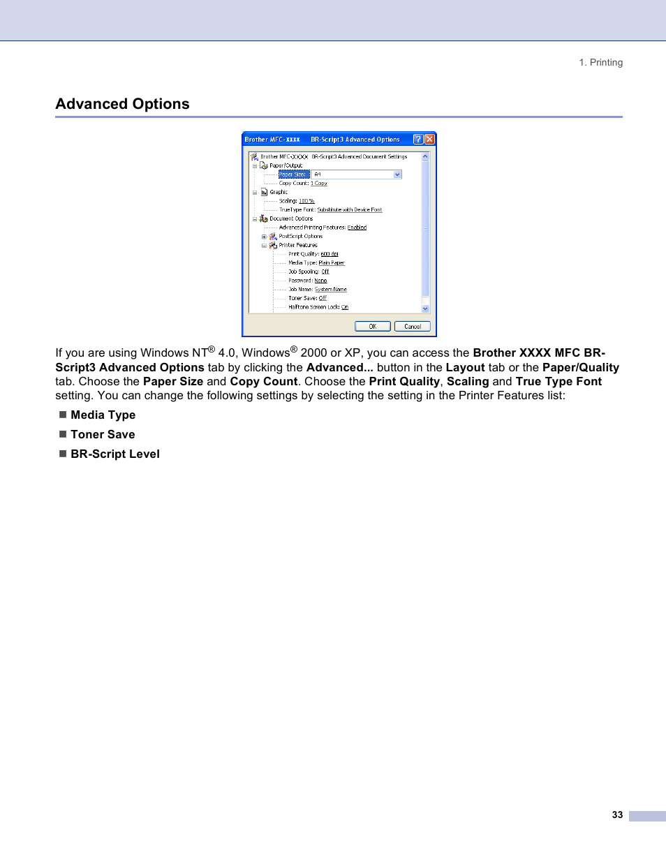 Advanced options | Brother DCP 8060 User Manual | Page 39 / 182