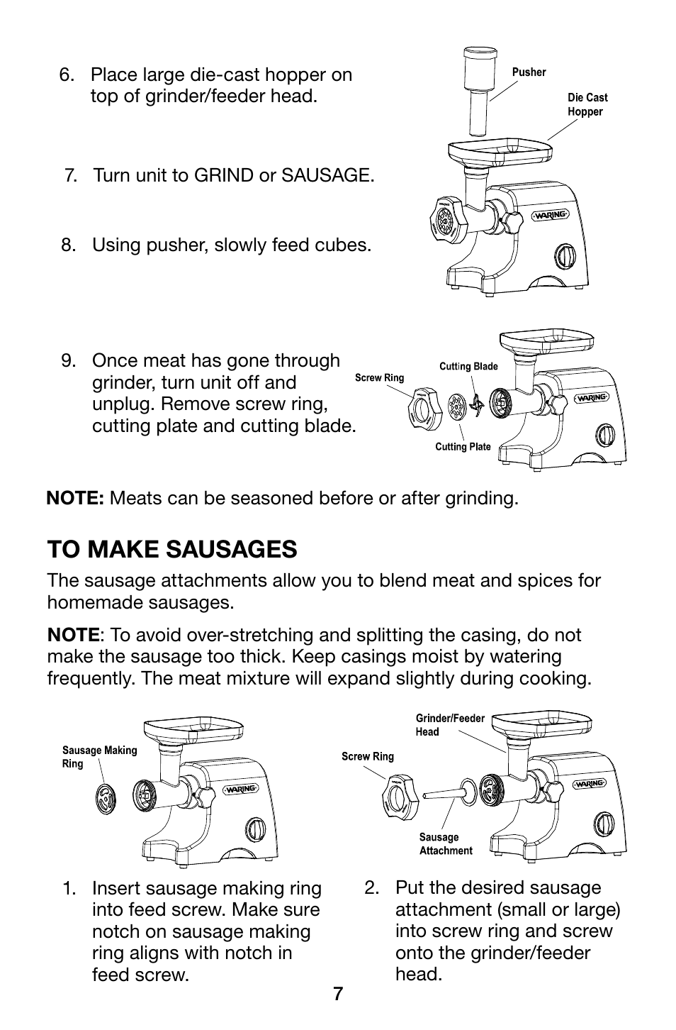 Waring Pro MG1200 User Manual | Page 7 / 12