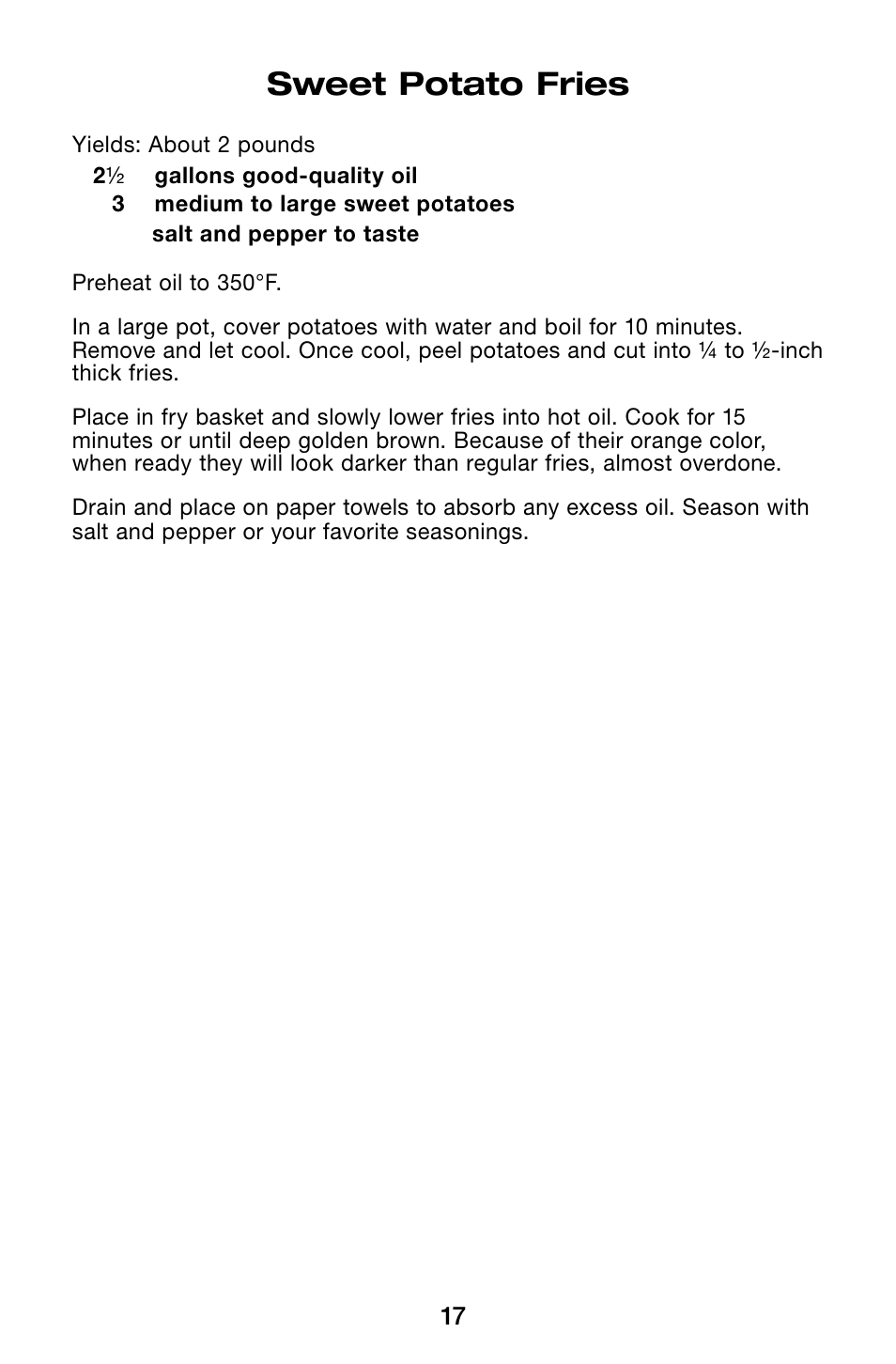 Sweet potato fries | Waring Pro TF200B User Manual | Page 17 / 28