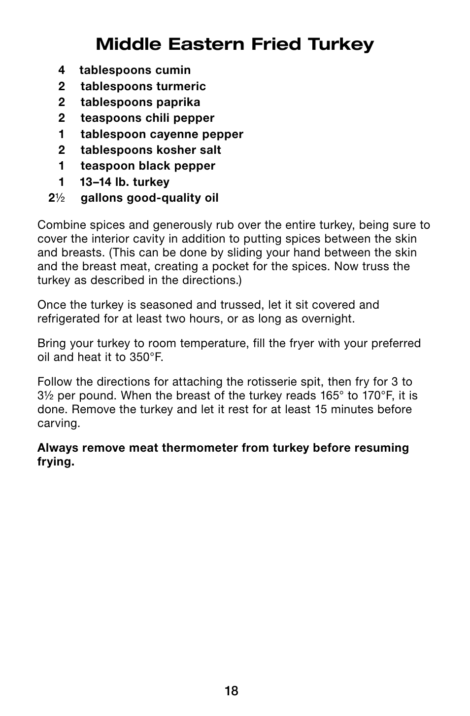 Middle eastern fried turkey | Waring Pro TF200B User Manual | Page 18 / 28