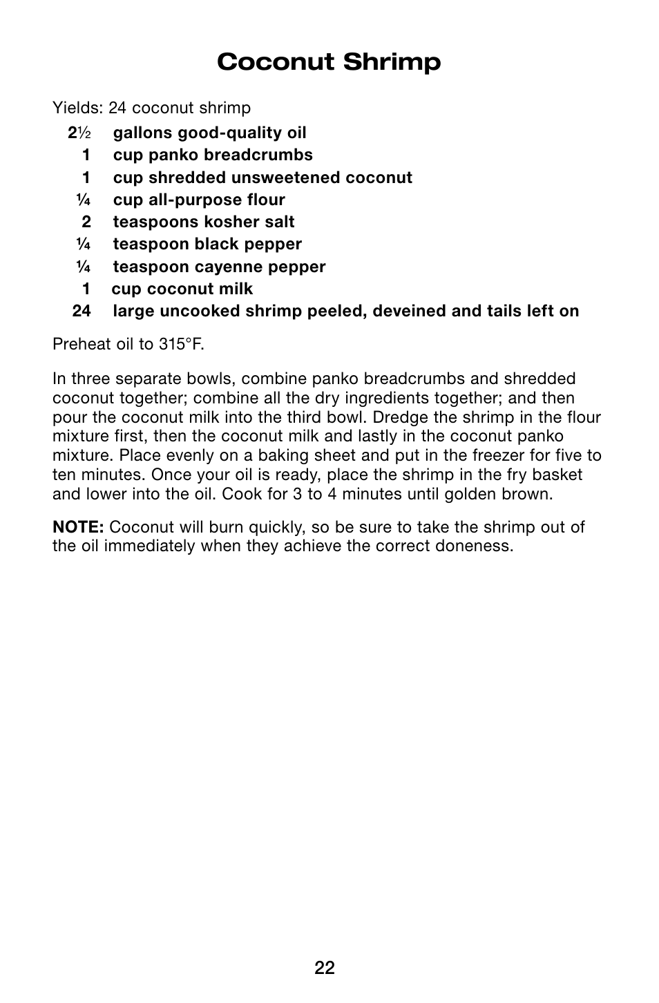 Coconut shrimp | Waring Pro TF200B User Manual | Page 22 / 28