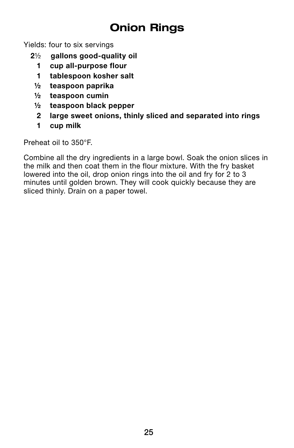 Onion rings | Waring Pro TF200B User Manual | Page 25 / 28