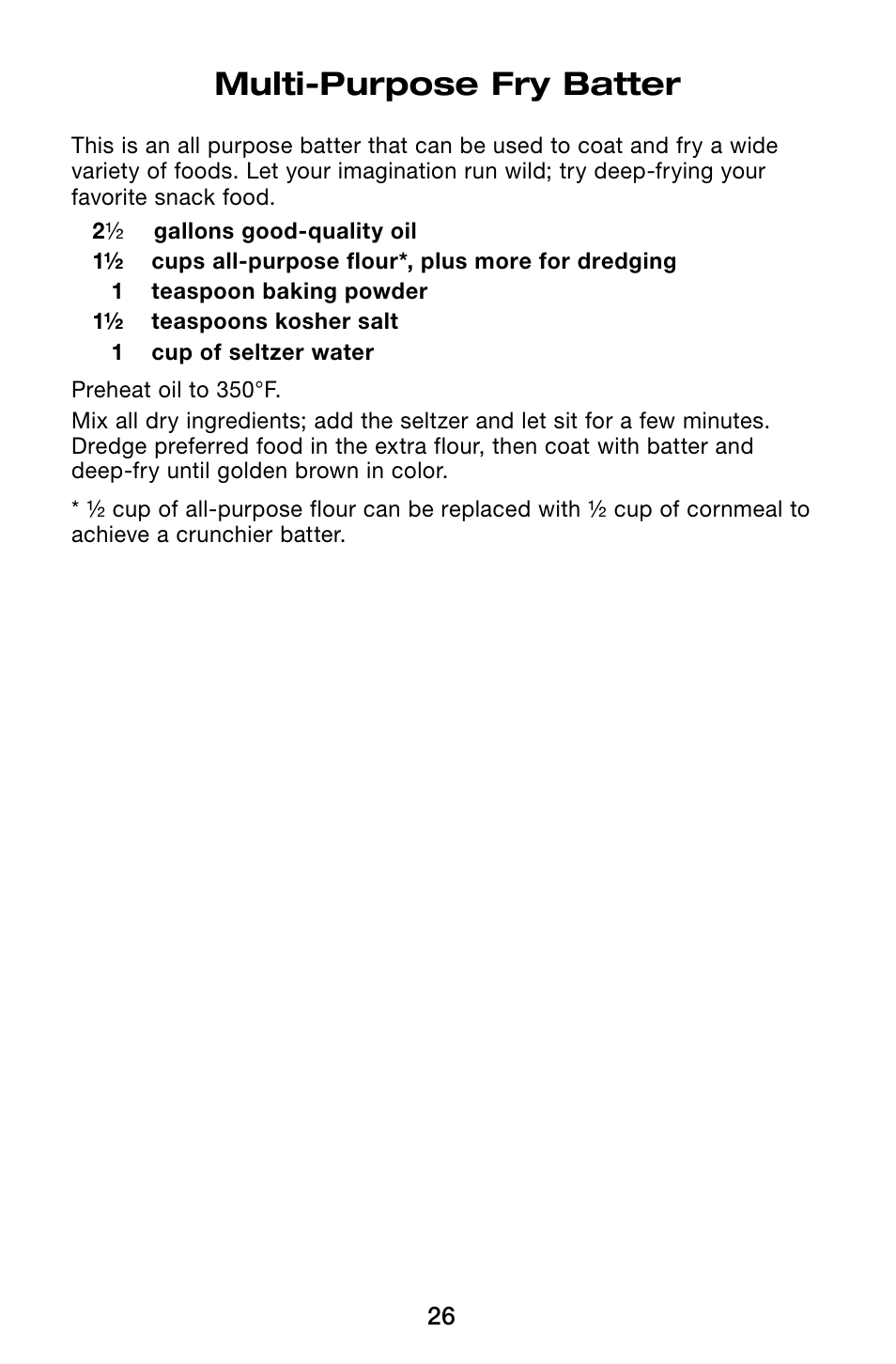 Multi-purpose fry batter | Waring Pro TF200B User Manual | Page 26 / 28