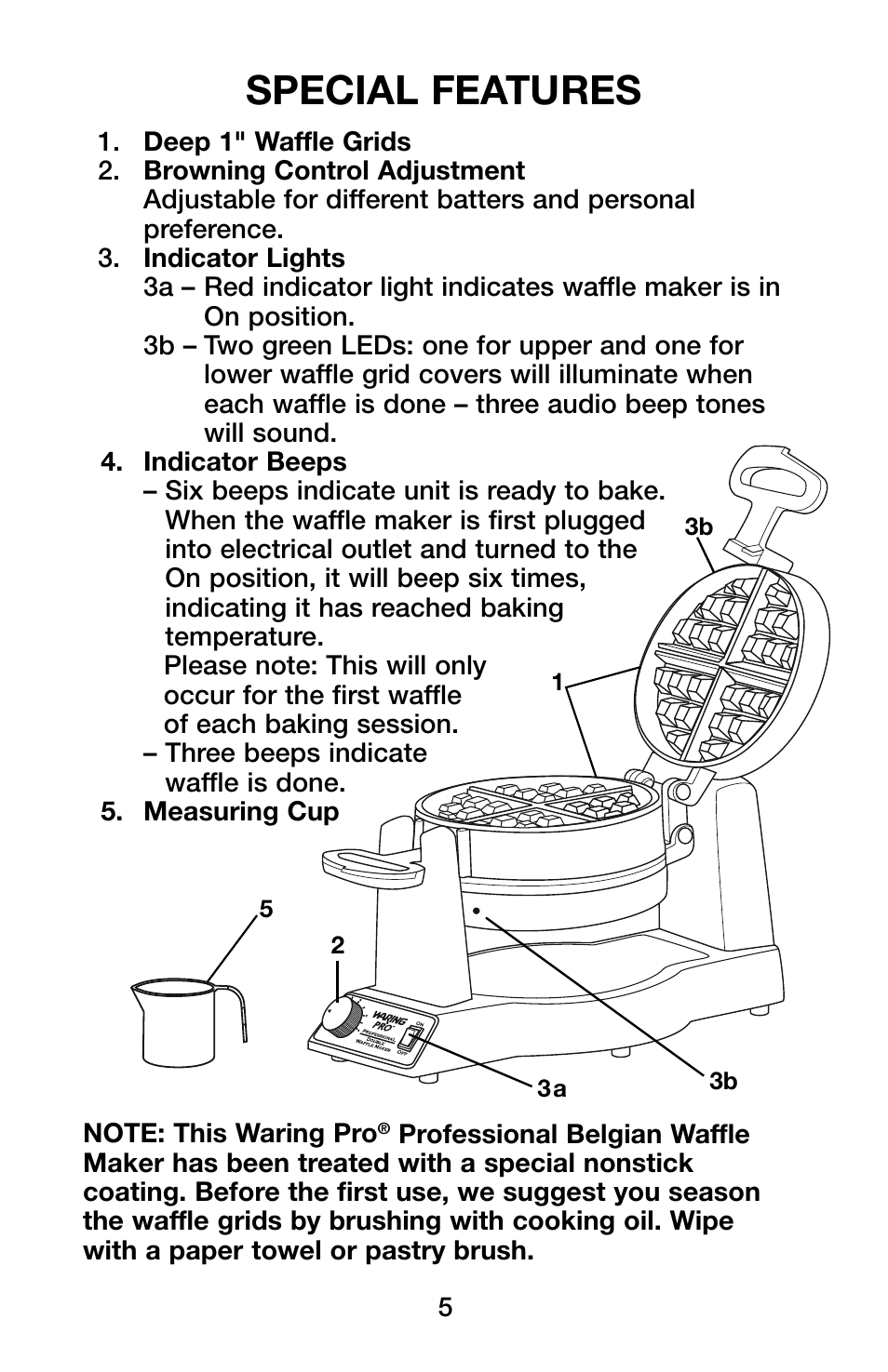 Special features | Waring Pro WMK600 User Manual | Page 5 / 20