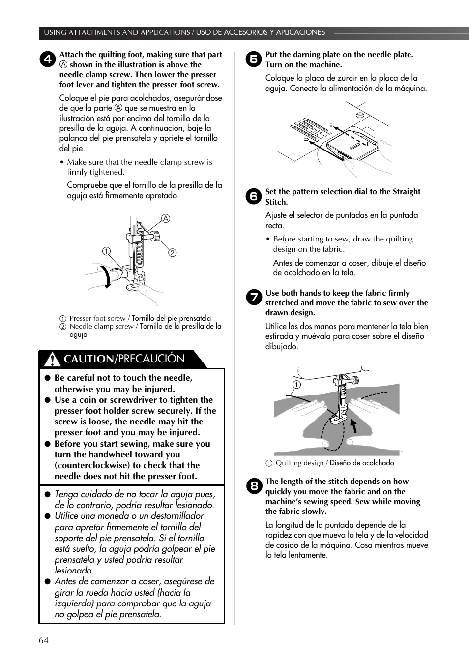 Caution/ precaución | Brother LS-590 User Manual | Page 65 / 82