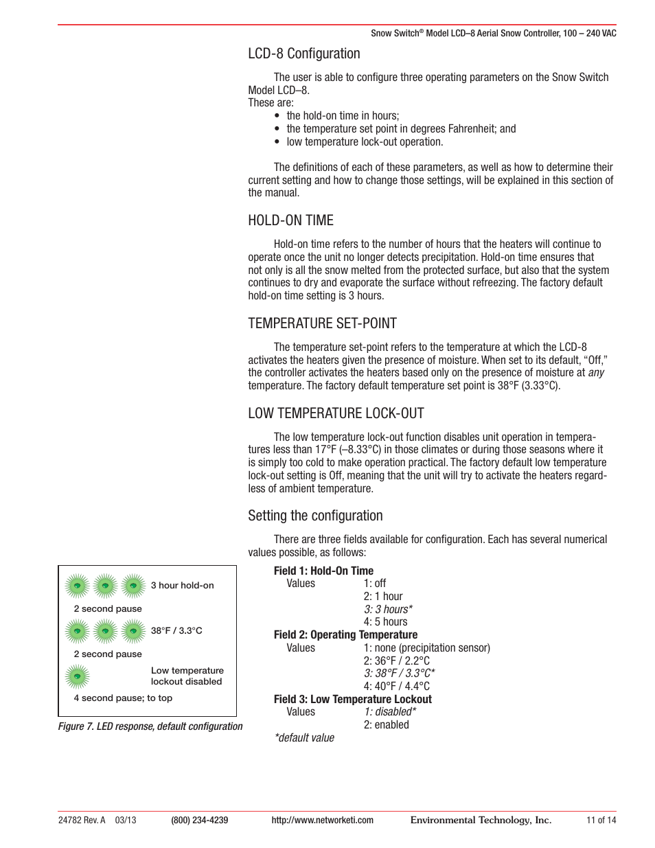 Setting the configuration, Lcd-8 configuration, Hold-on time | Temperature set-point, Low temperature lock-out | WarmlyYours SCV-DUAL User Manual | Page 12 / 15